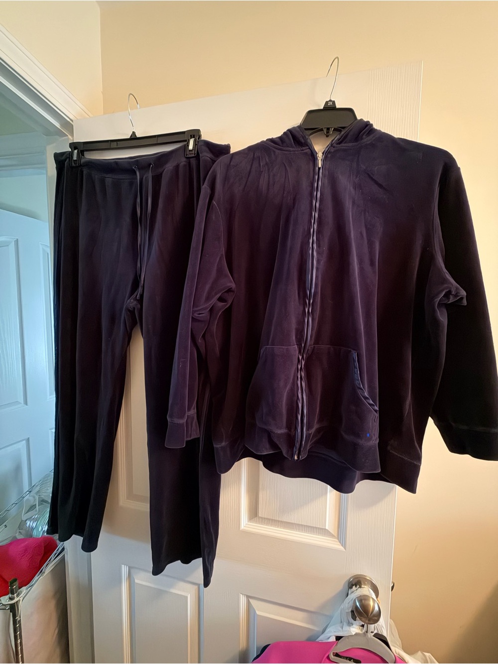 St. John's Bay Plush Navy Velour Hoodie and Joggers Set